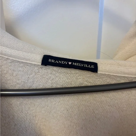 Brandy Melville Off-White Zip-Up Hoodie - Picture 2 of 2